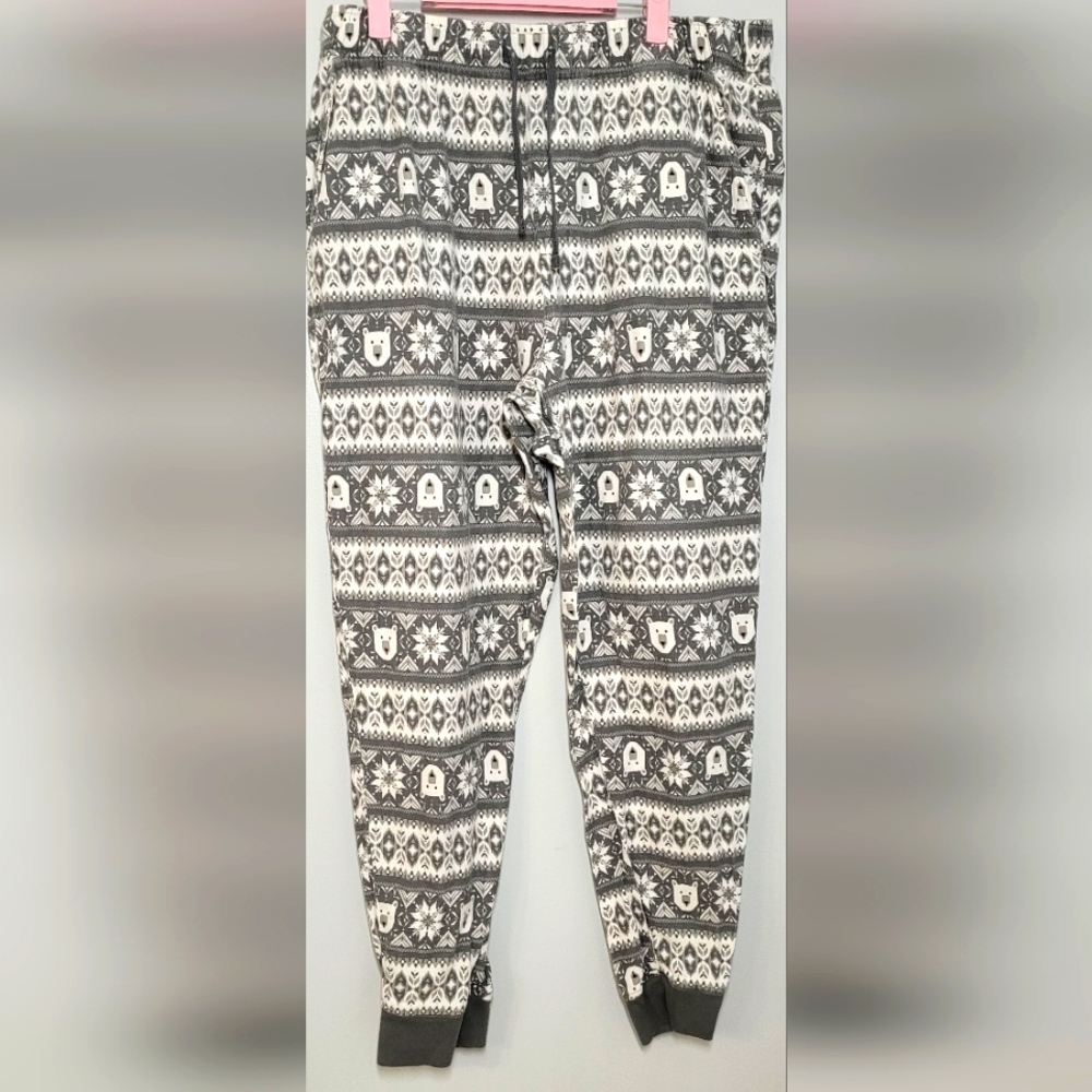 Fair Isle Flannel Joggers Lounge Pants with pockets XL
